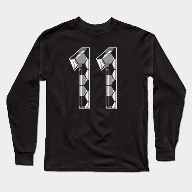 Soccer Number 11 Soccer Jersey #11 Soccer Mom Player Fan Long Sleeve T-Shirt by TeeCreations